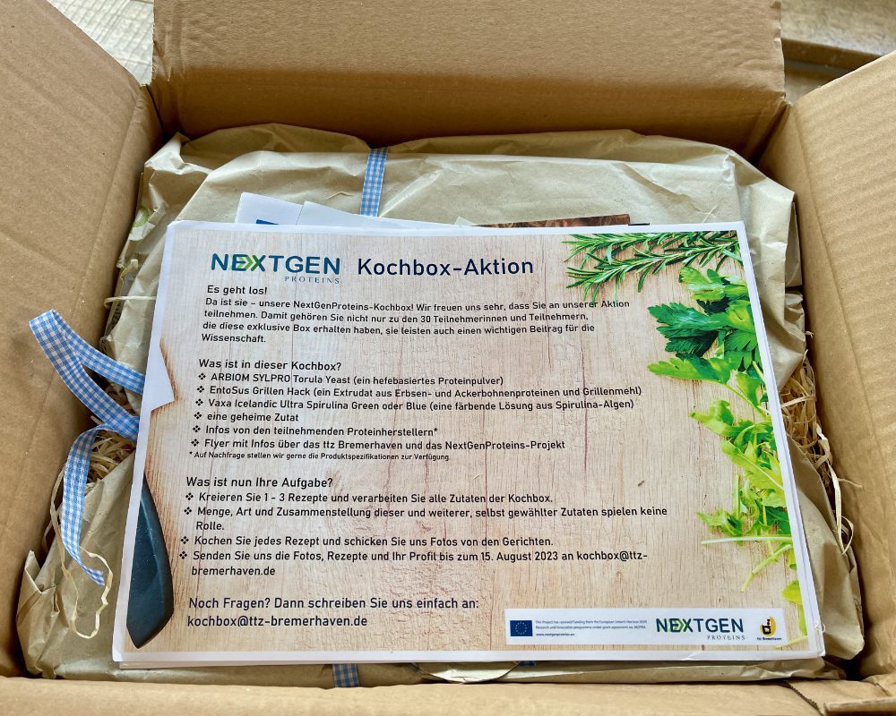 Unboxing der Kochbox vom ttz Bremerhavenmit den drei alternativen Proteinen 