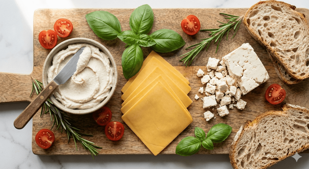 Käse ohne Kuh: Die veganen Alternativen 2026 1 Pflanzliche Käsealternativen 2026: Die Auswahl wächst. (Bild: KI-generiert)